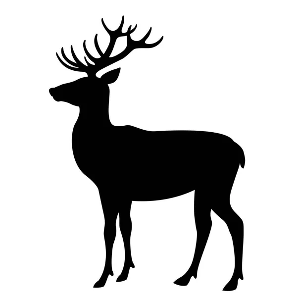 Deer  vector illustration flat style  black silhouette profile side — Stock Vector