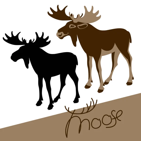 Moose vektorové ilustrace plochý profil strana černá silueta — Stockový vektor
