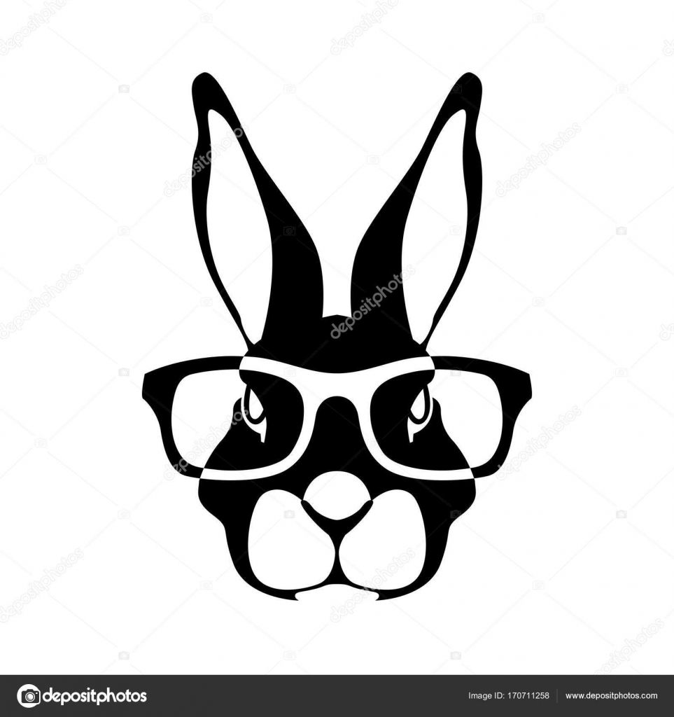 Download Rabbit face head in glasses vector illustration flat ...