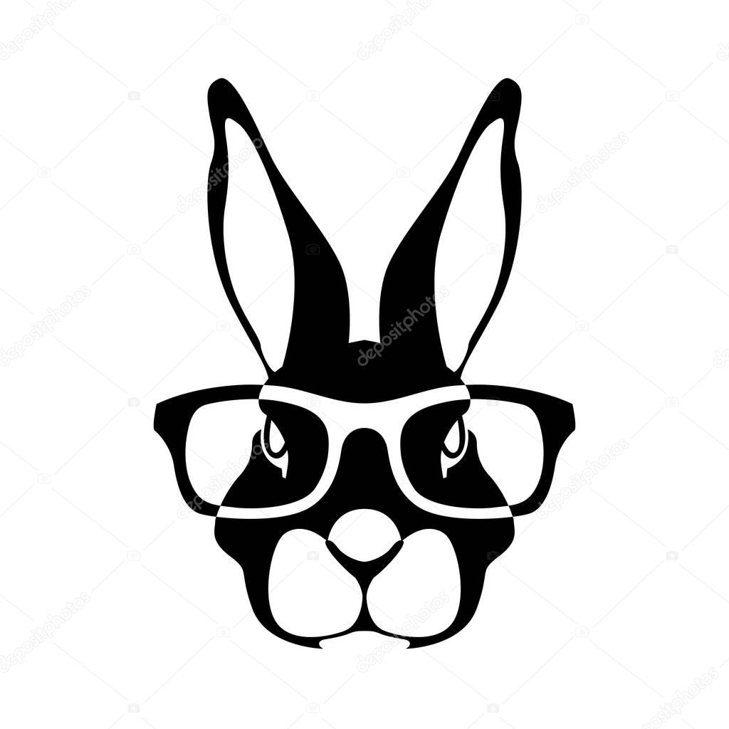 Download Rabbit face head in glasses vector illustration flat ...