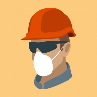İşçi koruyucu bir kask ve gözlük vektör