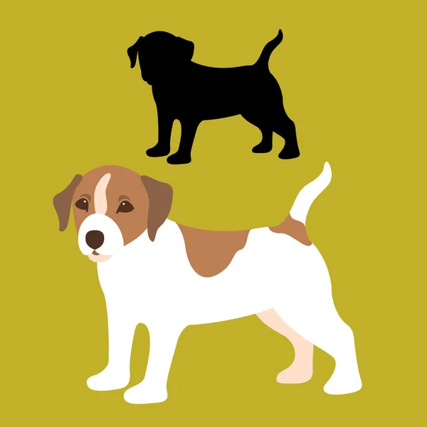 Russell dog welpen flat style vektor illustration profil — Stockvektor