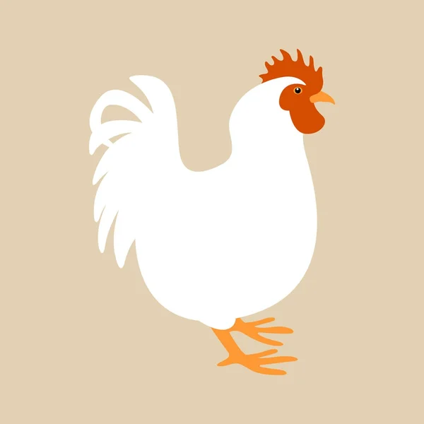 Gallo blanco pájaro vector ilustración estilo plano — Archivo Imágenes Vectoriales