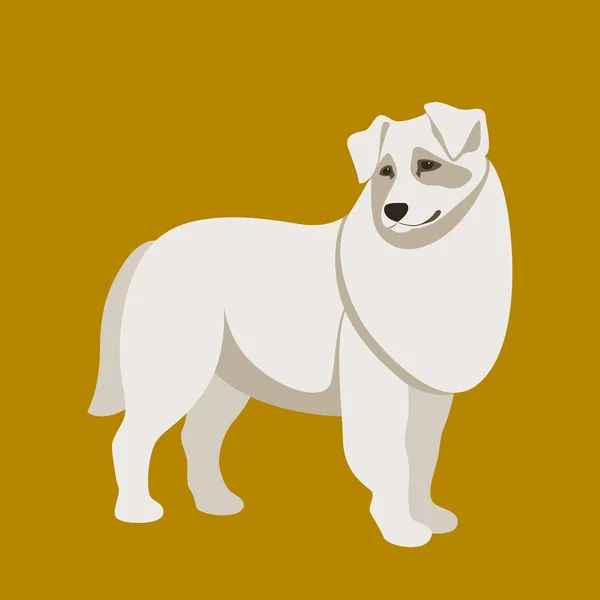 Dog white  vector illustration flat style  profile — Stock Vector