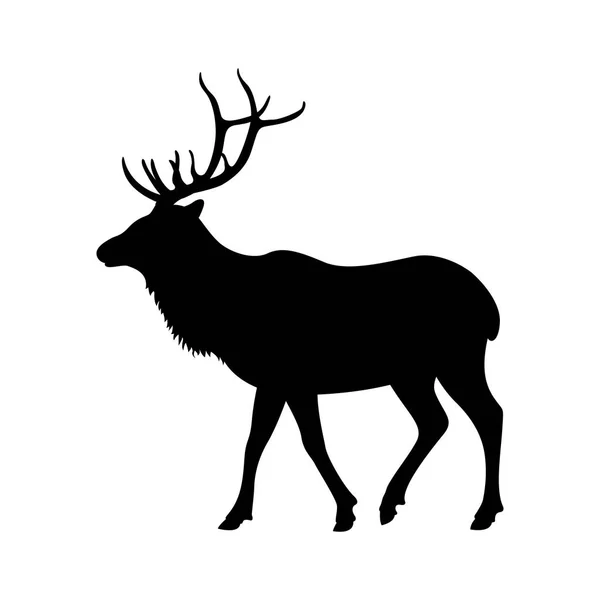 Big deer vector illustration  black silhouette  profile — Stock Vector