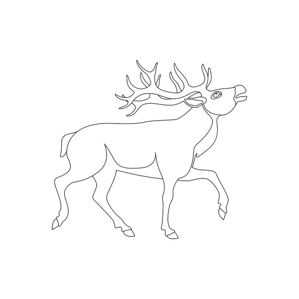 Gran ciervo vector ilustración línea dibujo perfil — Vector de stock