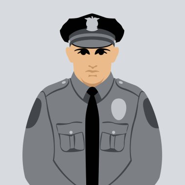 Polis yüz vektör çizim düz stil Önden Görünüm