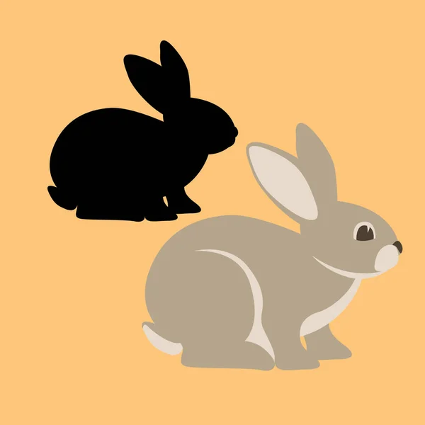 Tavşan vektör çizim düz stil siyah siluet profili — Stok Vektör
