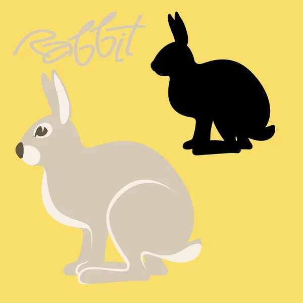 Tavşan vektör çizim düz stil siyah siluet profili — Stok Vektör