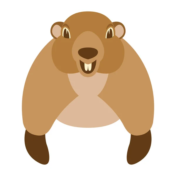 Día de marmota cabeza vector ilustración plana estilo frontal — Vector de stock