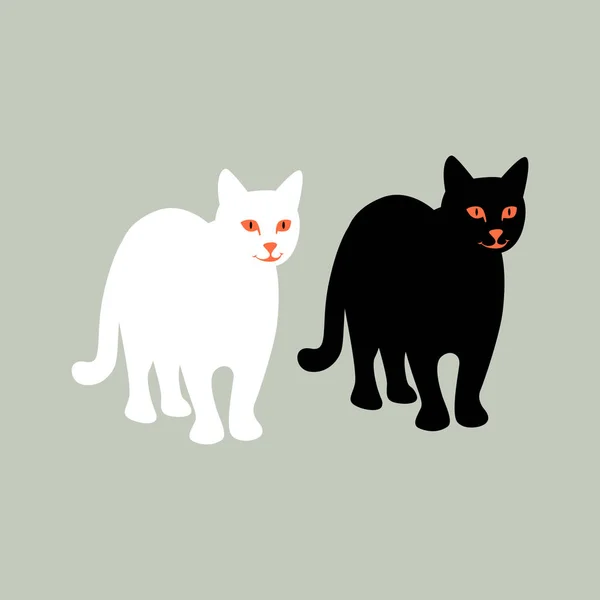 Katze Vektor Illustration schwarze Silhouette flachen Stil Front — Stockvektor
