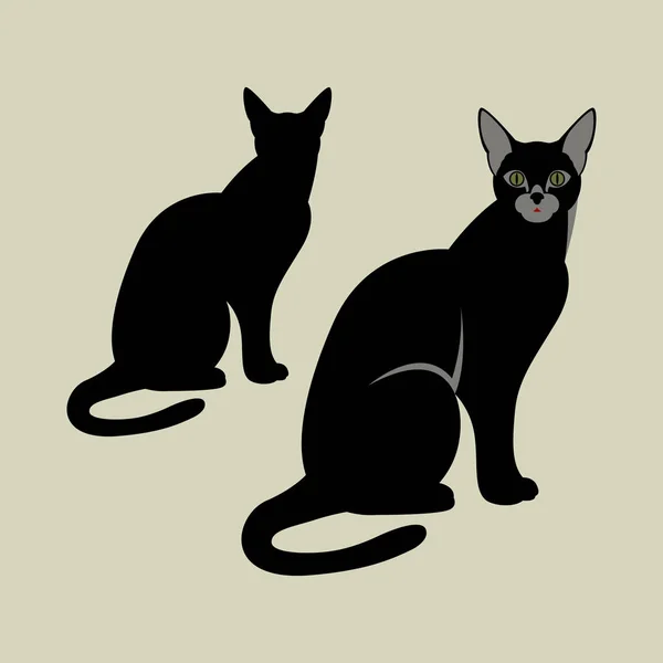 Katze Vektor Illustration schwarz Silhouette flachen Stil Profil — Stockvektor