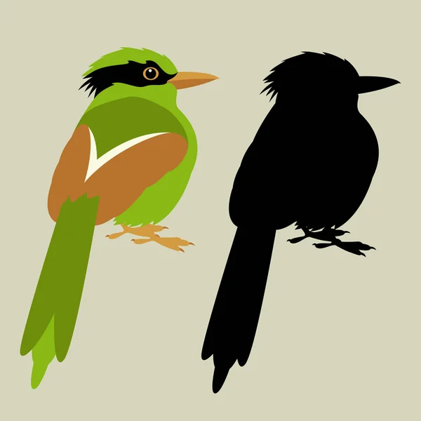 Pájaro vector ilustración silueta negro estilo plano — Archivo Imágenes Vectoriales