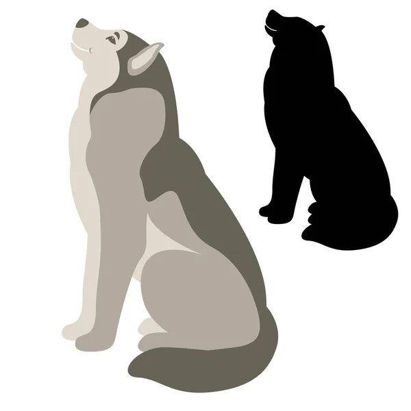 犬ベクトル図フラット スタイル シルエット黒プロフィール — ストックベクタ
