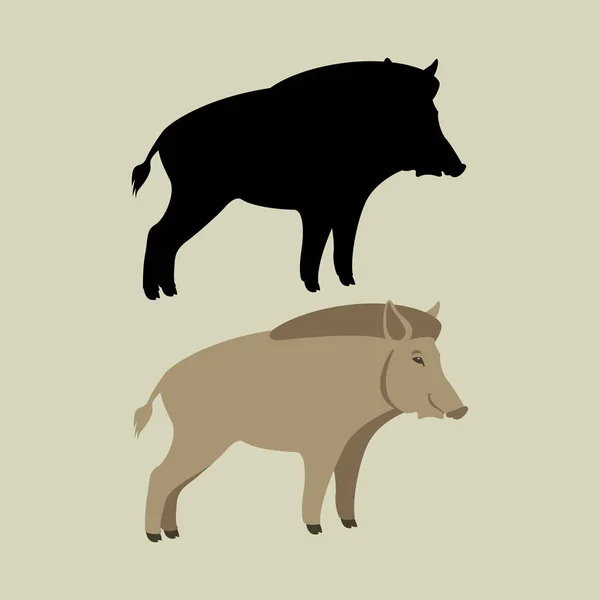 Cerdo vector ilustración estilo plano silueta negro perfil — Vector de stock