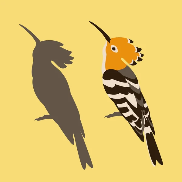 Hoopoe wektor ilustracja płaski profil sylwetka czarny — Wektor stockowy