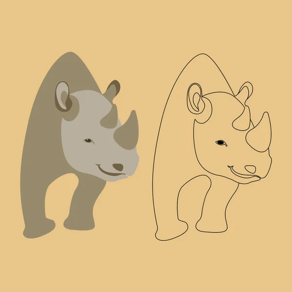 Rhino Vektor Illustration flachen Stil Profil Seite — Stockvektor