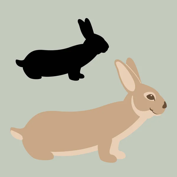 Tavşan vektör çizim düz stil profil yan — Stok Vektör