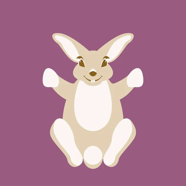 Tavşan tavşan vektör çizim düz stil ön yüzü — Stok Vektör