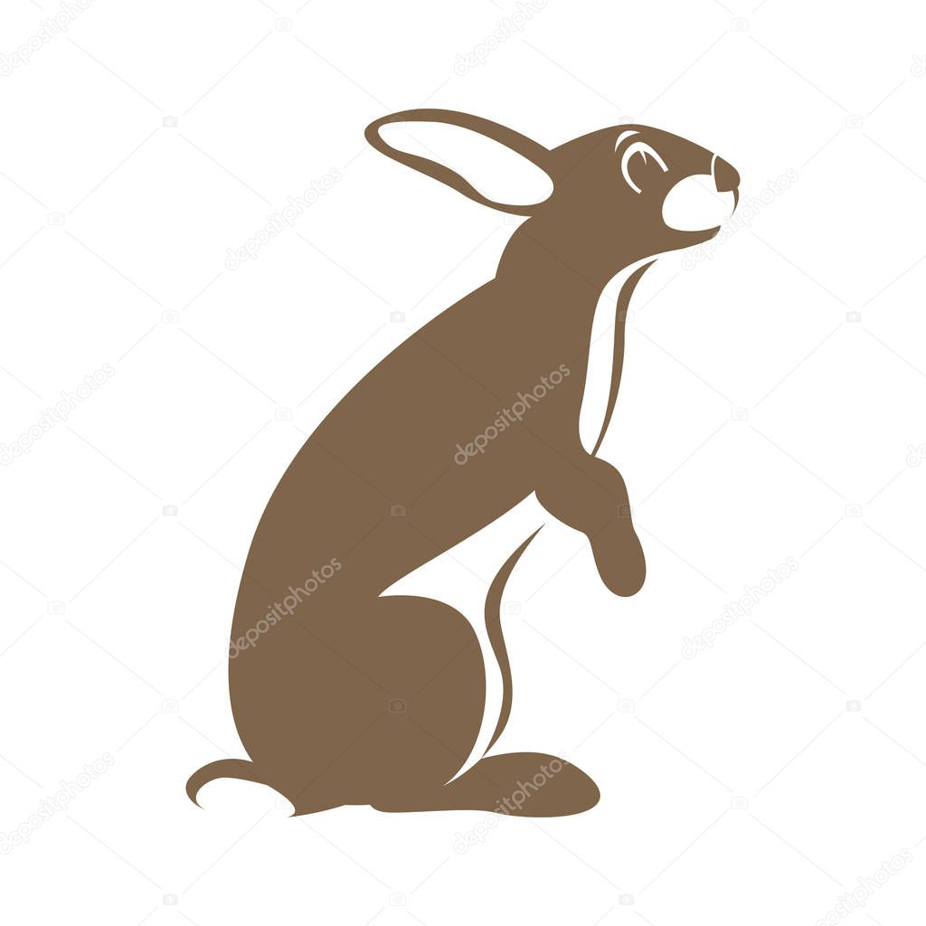Hare rabbit vector illustration flat style  profile side