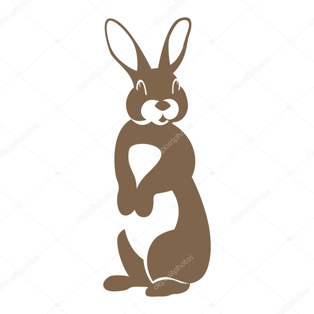 Hare rabbit vector illustration flat style    front  side  silhouette