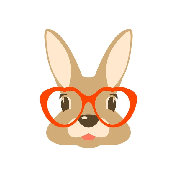 Conejo en gafas vector ilustración frente de estilo plano — Vector de stock