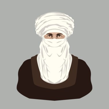 Arap Bedevi yüz vektör çizim düz Stil Açık 