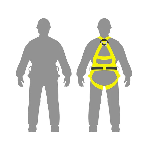 Escalada cinturón de seguridad hombre conjunto vector ilustración plana — Archivo Imágenes Vectoriales