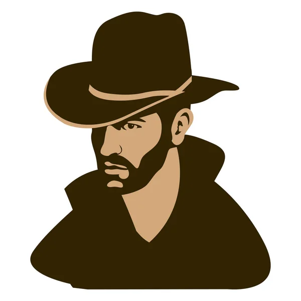 Adam şapka yüz vektör çizim düz stil profil — Stok Vektör