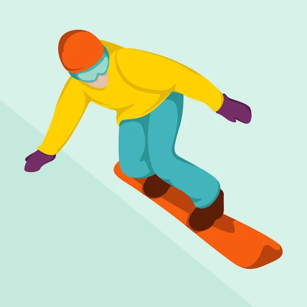 Snowboarder in a helmet vector illustration flat style front — Stock Vector