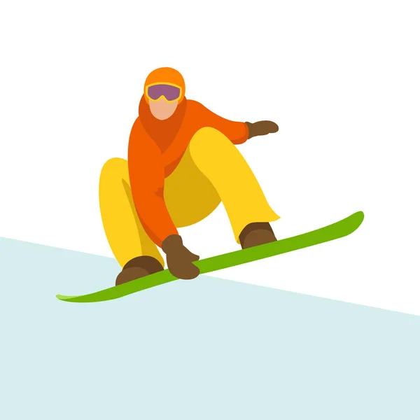 Snowboarder in a helmet vector illustration flat style front — Stock Vector