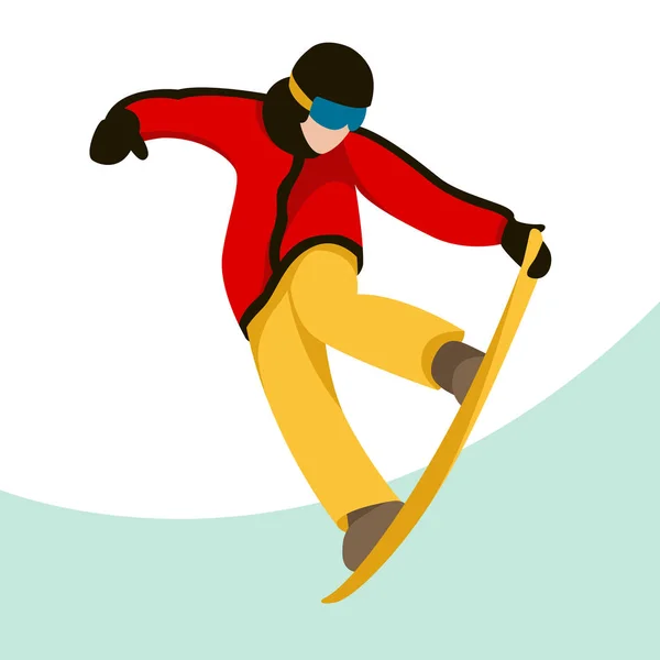 Snowboarder in een helm vector illustratie vlakke stijl front — Stockvector