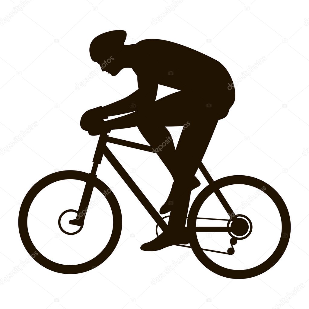 bicyclist in a helmet vector illustration black silhouette profile 