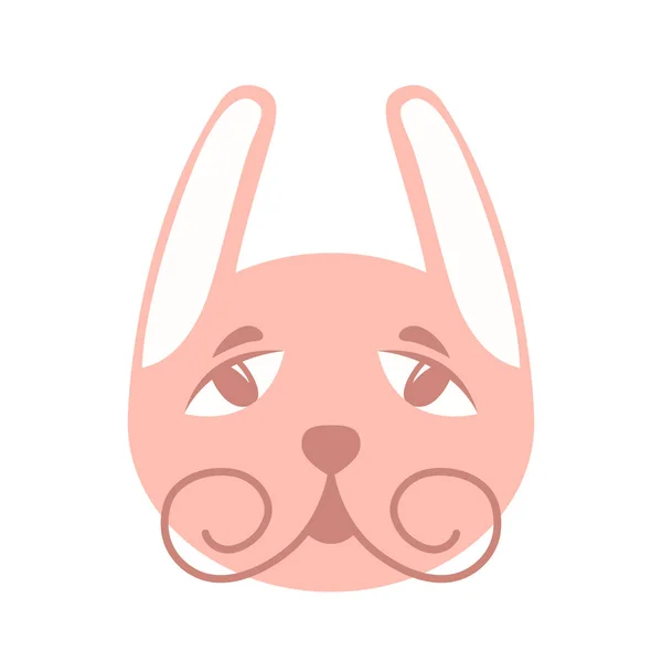Tavşan yüzü karikatür vektör çizim düz Stil Açık — Stok Vektör