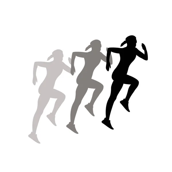 Black Silhouette of running girl vector illustration — Stock Vector