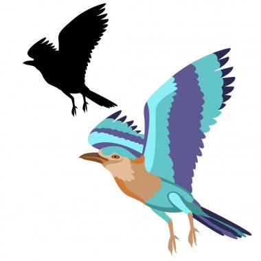 silindir kuş vektör çizim düz stil siyah siluet 