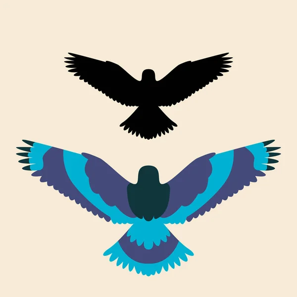 Roller vogel vector illustratie vlakke stijl zwart silhouet — Stockvector