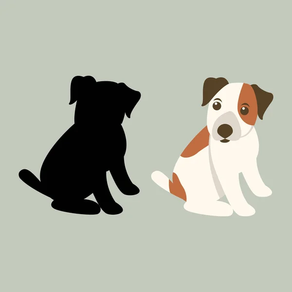 犬漫画のベクトル図フラット スタイルのシルエット — ストックベクタ