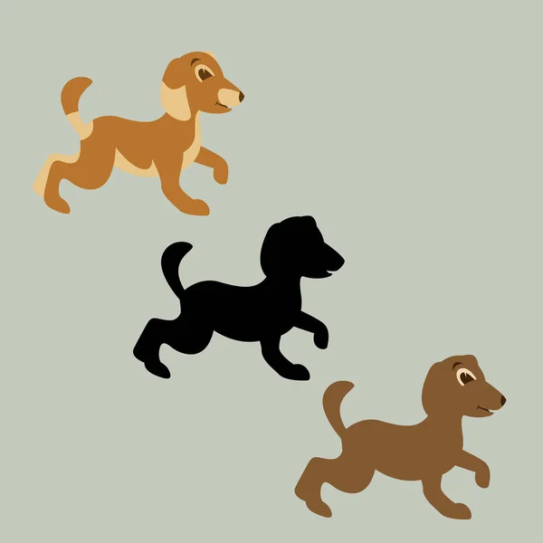 Illustration vectorielle dessin animé pour chien silhouette de style plat — Image vectorielle