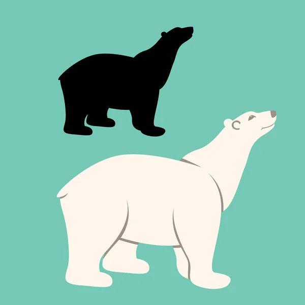 Polar bear cartoon vector illustratie vlakke stijl silhouet — Stockvector