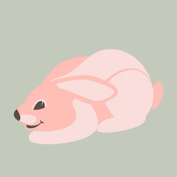 Conejo dibujos animados vector ilustración plano estilo perfil — Vector de stock
