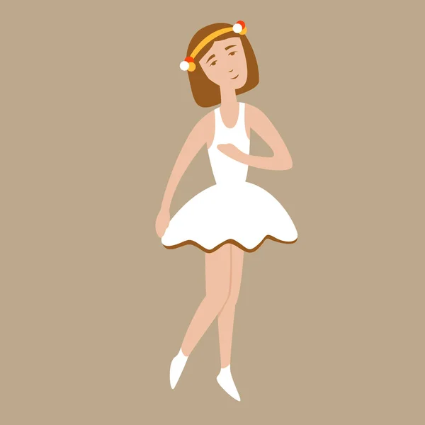 Menina bailarina vetor ilustração plana estilo frontal —  Vetores de Stock
