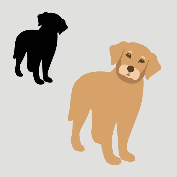 犬ベクトル図フラット スタイル フロント サイド シルエット — ストックベクタ