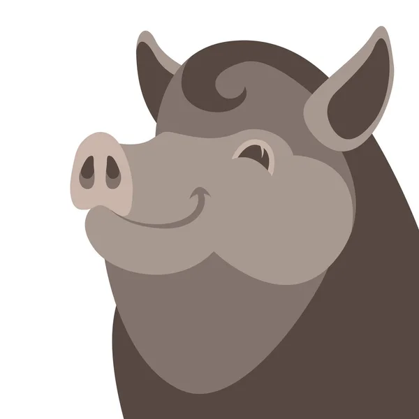 Boar wild head face vector illustration flat — Stock Vector