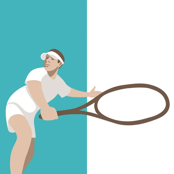 テニス プレーヤー ベクトル図フラット スタイル フロント — ストックベクタ