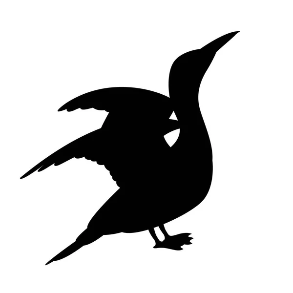 Cormorão branco vetor ilustração preto silhueta perfil — Vetor de Stock