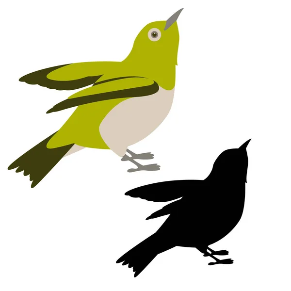 Warbler vector ilustración estilo plano perfil lado negro — Vector de stock