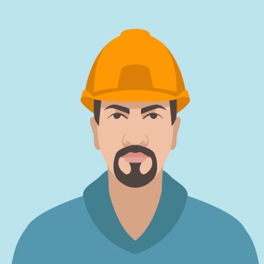 kask vektör çizim düz stil ön yüzüne adam 