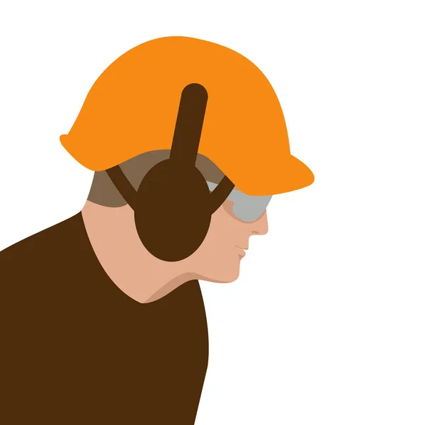Hombre cara en el casco vector ilustración perfil de estilo plano — Archivo Imágenes Vectoriales