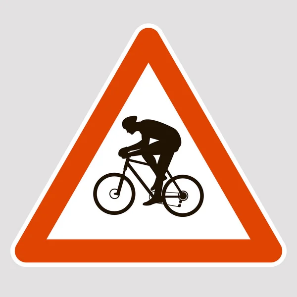 Bicyclist black silhouette road sign vector illustration — Stock Vector